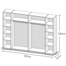 Kleiderschrank >Ketty< in San Remo Eiche - 315x225x61cm (BxHxT)