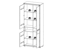 Vitrine >Bakersfield< in Wildeiche Bianco aus Metall - 80x199x37cm (BxHxT)
