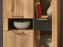 Vitrine >Bakersfield< in Wildeiche Bianco aus Metall - 80x199x37cm (BxHxT)