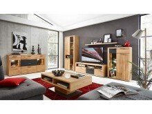 Vitrine >Bakersfield< in Wildeiche Bianco aus Metall - 80x199x37cm (BxHxT)