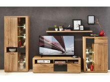 Vitrine >Bakersfield< in Wildeiche Bianco aus Metall - 80x199x37cm (BxHxT)