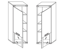 Hängevitrine >Bakersfield< in Wildeiche Bianco aus Metall - 40x123x37cm (BxHxT)