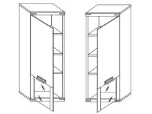 Hängevitrine >Bakersfield< in Wildeiche Bianco aus Metall - 40x123x37cm (BxHxT)