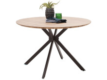 Esstisch >Tyrus< in Wildeiche aus MDF - 120x76x120cm (BxHxT)