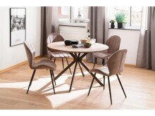 Esstisch >Tyrus< in Wildeiche aus MDF - 120x76x120cm (BxHxT)