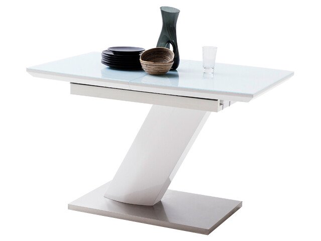Esstisch >Darrin I< (ausziehbar) in Weiß aus MDF - 120(160)x76x80cm (BxHxT)