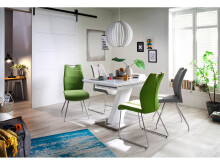 Esstisch >Darrin I< (ausziehbar) in Weiß aus MDF - 120(160)x76x80cm (BxHxT)