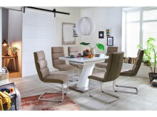 Esstisch >Darrin I< (ausziehbar) in Weiß aus MDF - 120(160)x76x80cm (BxHxT)