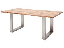 Esstisch >Matras< in Wildeiche lackiert aus Edelstahl - 180x77x100cm (BxHxT)