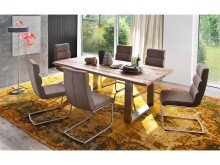 Esstisch >Matras< in Wildeiche lackiert aus Edelstahl - 180x77x100cm (BxHxT)