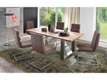 Esstisch >Matras< in Wildeiche lackiert aus Edelstahl - 180x77x100cm (BxHxT)
