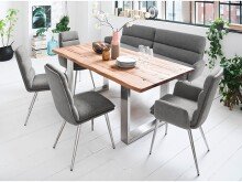 Esstisch >Matras< in Wildeiche lackiert aus Edelstahl - 180x77x100cm (BxHxT)