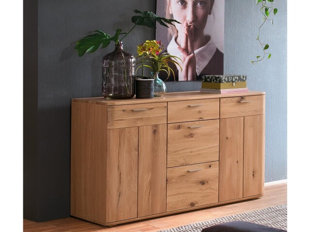 Sideboard >Nilo< in Eiche Bianco aus Metall - 150x84x44cm (BxHxT)