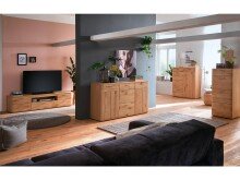 Kommode >Nilo< in Balkeneiche Bianco geölt aus Metall - 50x118x44cm (BxHxT)