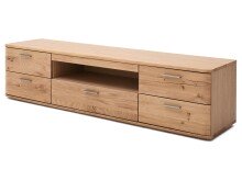 TV-Board >Nilo< in Balkeneiche Bianco geölt aus Metall - 175x44x44cm (BxHxT)