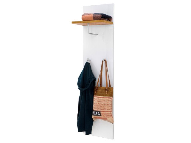 Garderobenpaneel >Gandia< in Weiß/Hochglanz aus Metall - 40x149x25cm (BxHxT)