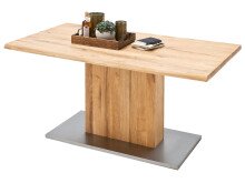 Esstisch >Greta II< in Edelstahlfarben aus Massivholz - 160x77x90cm (BxHxT)