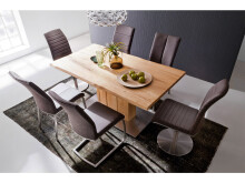 Esstisch >Greta II< in Edelstahlfarben aus Massivholz - 180x77x90cm (BxHxT)