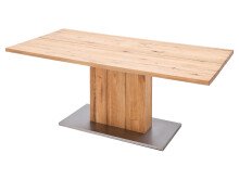 Esstisch >Greta III< in Edelstahlfarben aus Massivholz - 160x77x90cm (BxHxT)