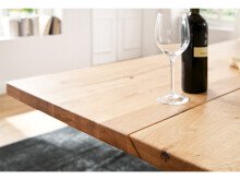 Esstisch >Greta III< in Edelstahlfarben aus Massivholz - 160x77x90cm (BxHxT)