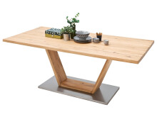 Esstisch >Greta IV< in Edelstahlfarben aus Massivholz - 180x77x90cm (BxHxT)