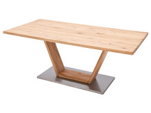 Esstisch >Greta IV< in Edelstahlfarben aus Massivholz - 200x77x100cm (BxHxT)
