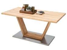 Esstisch >Greta V< in Edelstahlfarben aus Massivholz