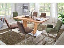 Esstisch >Greta V< in Edelstahlfarben aus Massivholz - 160x77x90cm (BxHxT)