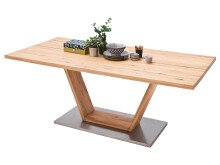 Esstisch >Greta VI< in Edelstahlfarben aus Massivholz