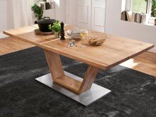 Esstisch >Greta VI< in Edelstahlfarben aus Massivholz