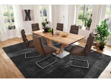 Esstisch >Greta VI< in Edelstahlfarben aus Massivholz - 160x77x90cm (BxHxT)