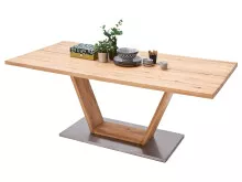 Esstisch >Greta VI< in Edelstahlfarben aus Massivholz - 160x77x90cm (BxHxT)