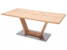 Esstisch >Greta VI< in Edelstahlfarben aus Massivholz - 160x77x90cm (BxHxT)