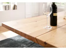 Esstisch >Greta VI< in Edelstahlfarben aus Massivholz - 160x77x90cm (BxHxT)