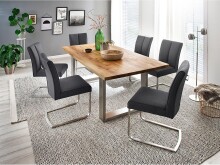 Esstisch >Greta VIII< in Balkeneiche aus Massivholz - 160x77x90cm (BxHxT)