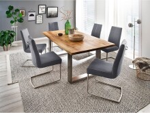 Esstisch >Greta VIII< in Balkeneiche aus Massivholz - 160x77x90cm (BxHxT)