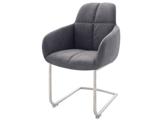 Esszimmerstuhl >Moorea IV< (2-er Set) in grau aus Polyurethan - 62x98x65 (BxHxT)