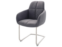 Esszimmerstuhl >Moorea IV< (2-er Set) in grau aus Polyurethan - 62x98x65 (BxHxT)