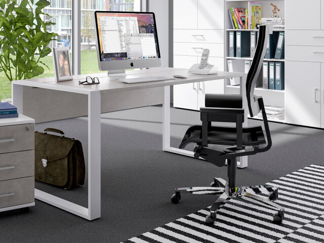 Schreibtisch >Hamburg II< in Beton aus Metall - 150x74x80cm (BxHxT)