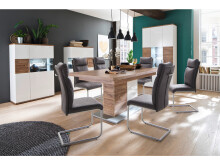 Esszimmerstuhl >Hamid I< (2-er Set) in grau aus Polyester - 45x106x62cm (BxHxT)