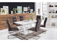 Esszimmerstuhl >Hamid I< (2-er Set) in grau aus Polyester - 45x106x62cm (BxHxT)
