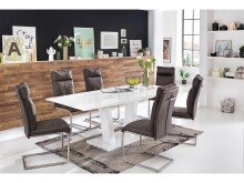 Esszimmerstuhl >Hamid I< (2-er Set) in grau aus Polyester - 45x106x62cm (BxHxT)