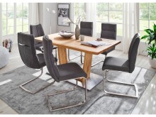 Esszimmerstuhl >Giulia VI< (2-er Set) in Edelstahl/gebürstet - 44x104x63 (BxHxT)