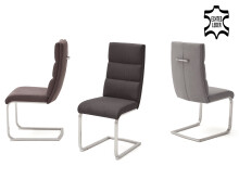 Esszimmerstuhl >Giulia VI< (2-er Set) in Edelstahl/gebürstet - 44x104x63 (BxHxT)