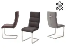 Esszimmerstuhl >Giulia VI< (2-er Set) in Edelstahl/gebürstet - 44x104x63 (BxHxT)