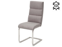 Esszimmerstuhl >Giulia< (2-er Set) in Eisgrau aus Rindsleder - 44x104x63 (BxHxT)