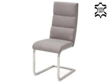 Esszimmerstuhl >Giulia< (2-er Set) in Eisgrau aus Rindsleder - 44x104x63 (BxHxT)