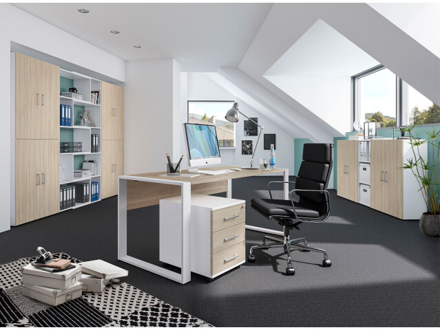 Büro-Set >Hamburg I< in Sonoma-Eiche aus Metall