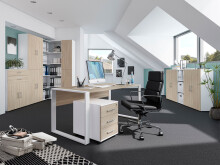 Büro-Set >Hamburg II< in Sonoma-Eiche aus Metall