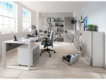 Büro-Set >Hamburg IV< in Weiß aus Metall